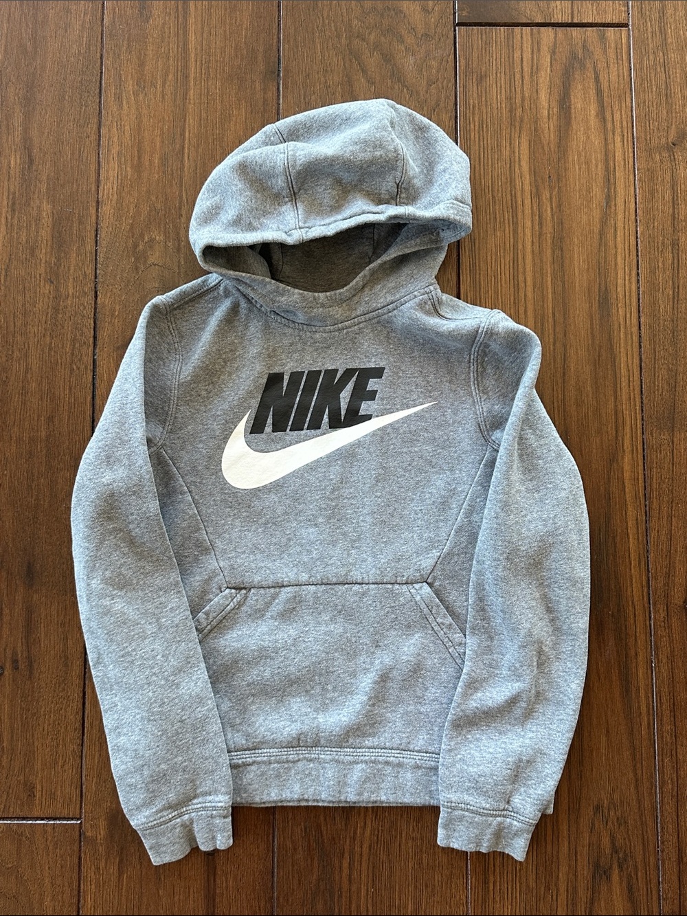 Nike Kids Heather Grey Pullover Hoodie with Swoosh